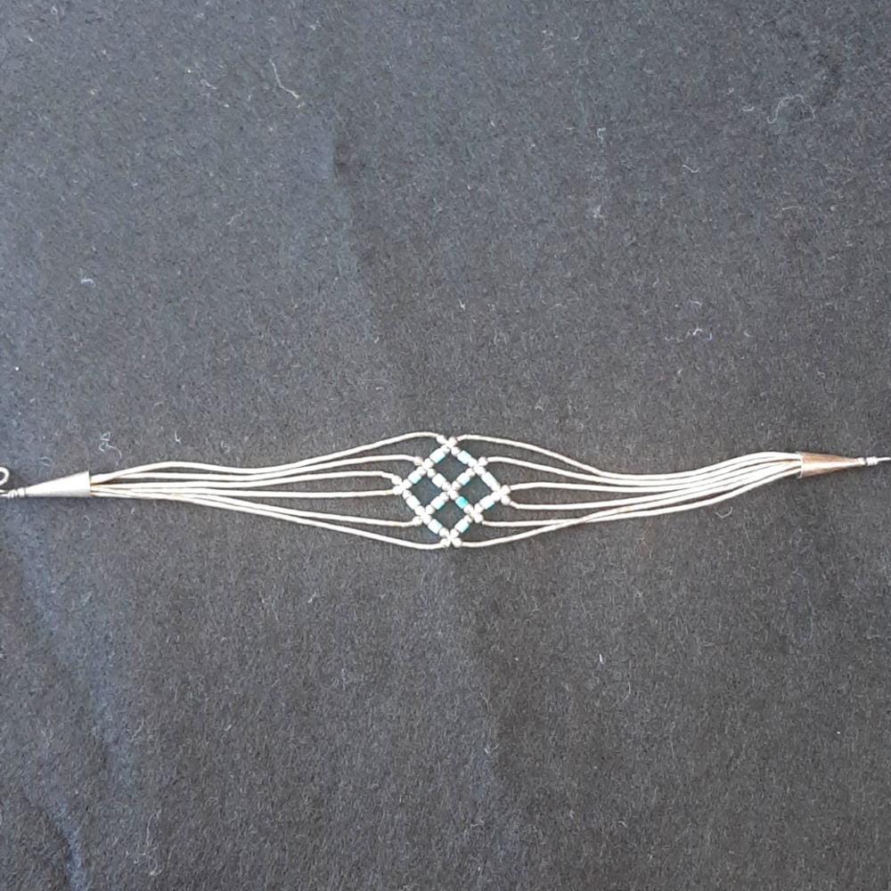 Vintage quick silver sterling and turquoise bead bracelet